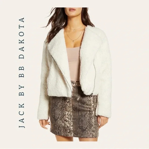 0105W. JACK BY BB DAKOTA SHERPA JACKET FULL ZIP WITH POCKETS SIZE MEDIUM WHITE - Picture 1 of 12
